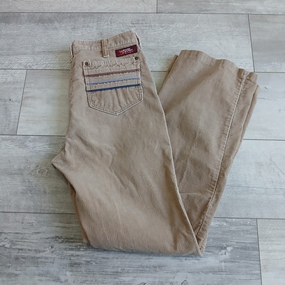 Vintage Wrangler Rapid Transit Corduroy Pants Tan 30x30 USA Made 70s 80s *Stain - Picture 1 of 13